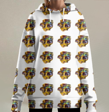 Абстрактная геометрия: яркий взрыв цвета, Hoodie Long Oversize 3D