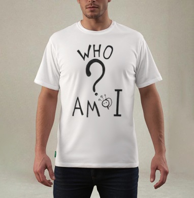 Вдохновляющий арт-постер «WHO AM I?» для саморазмышлений, Футболка мужская REGULAR белая