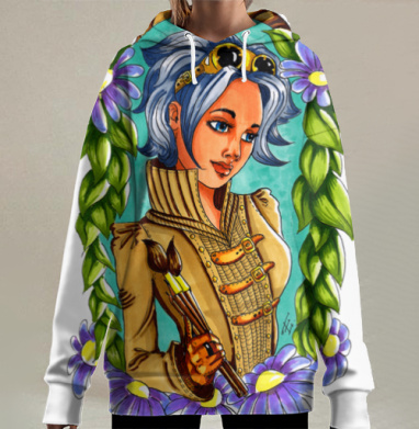 Художник Стимпанк, Hoodie Long Oversize 3D