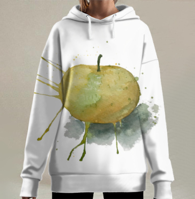 Яблоко акварелью, Hoodie Long Oversize 3D