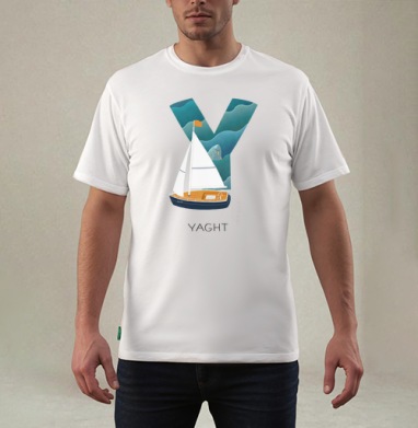 Yacht, буква Y из Живой Азбуки, Футболка мужская REGULAR белая