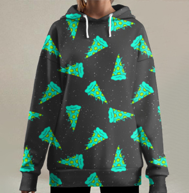Ядовитая Космическая Пицца, Hoodie Long Oversize 3D