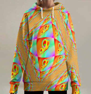 Яркие бабочки, Hoodie Long Oversize 3D