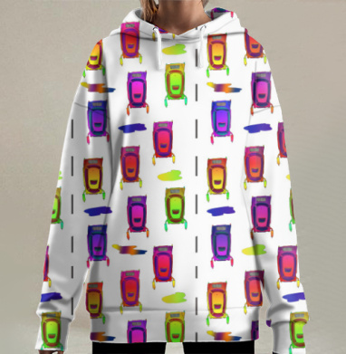 Яркие гоночные машины будущего, Hoodie Long Oversize 3D