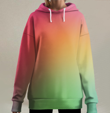 Градиентный абстрактный фон в теплых тонах, Hoodie Long Oversize 3D