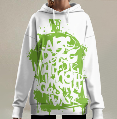 Западный алфавит в стиле граффити, Hoodie Long Oversize 3D