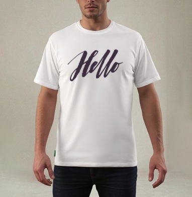 Стильный каллиграфический принт Hello на белом фоне, Футболка мужская REGULAR белая