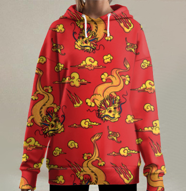 Золотые драконы, Hoodie Long Oversize 3D