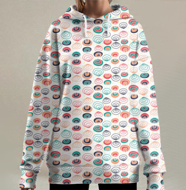 Абстрактный модернистский узор 60-70-х, Hoodie Long Oversize 3D