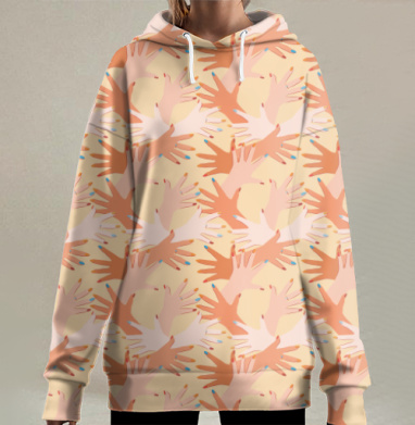Яркий маникюр женские руки красота fashion стиль, Hoodie Long Oversize 3D