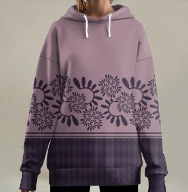 Фиолетовый узор бордюр для декора и одежды, Hoodie Long Oversize 3D