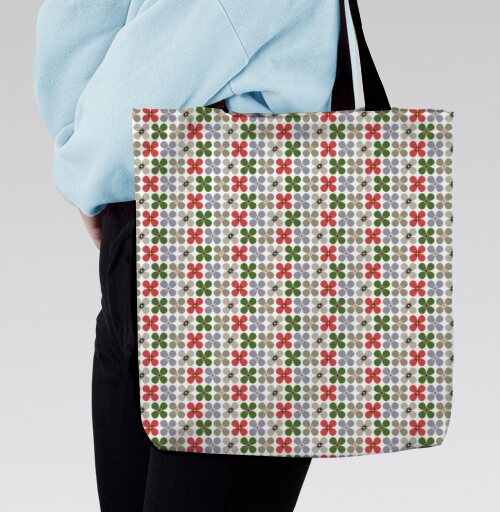 Vintage Floral Pattern Retro Flowers – Винтажный цветочный паттерн ретро цветы, Сумка с ручкой и внутренним карманом на молнии