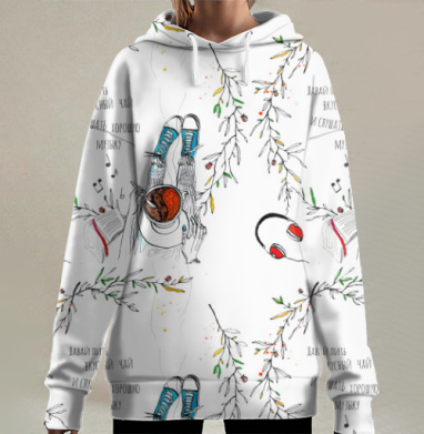 Пить чай и слушать музыку, Hoodie Long Oversize 3D