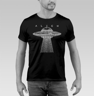 Винтажный НЛО с лучом света и надписью ALIEN - Купить черную мужскую футболку 🖤 в Москве|Мужские черные футболки с принтами в интернет-магазине Мэриджейн, страница 3