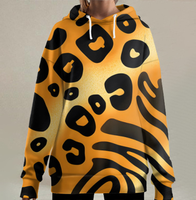Черные пятна леопарда, Hoodie Long Oversize 3D