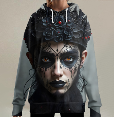 Majestic Dark Sovereign / Величественный темный монарх готическая корона, Hoodie Long Oversize 3D
