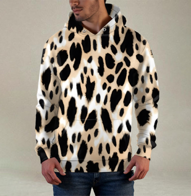 Beige leopard / Стильный леопардовый узор в бежевых тонах для декора интерьера, Худи / Мужская / С карманом / 3D