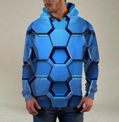 Futuristic Digital Abstract – Синий металлический шестигранник - Магазин футболок RazzhivinaKs - Дизайнерские принты
