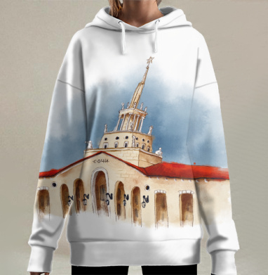 Красная крыша Сочи на фоне голубого неба Сочи, Hoodie Long Oversize 3D
