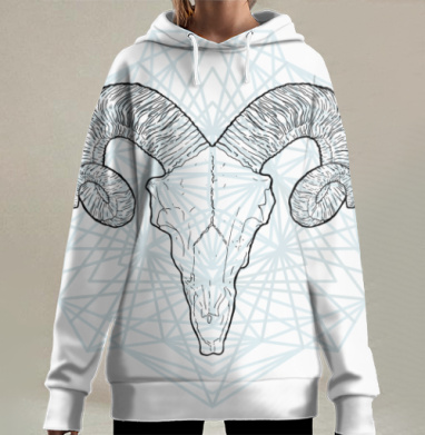 Череп воина, Hoodie Long Oversize 3D