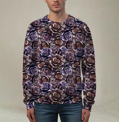 Purple Rose Pattern – Темно-фиолетовые розы создают изысканный цветочный паттерн, Свитшот мужской 3D