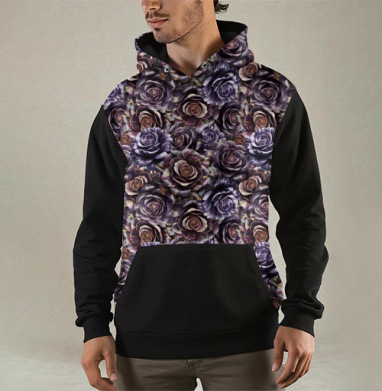 Purple Rose Pattern – Темно-фиолетовые розы создают изысканный цветочный паттерн, Толстовка мужская Regular 3D