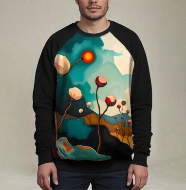 Surreal Flower Garden Абстрактные цветы тянутся к сияющему теплому солнцу - Магазин футболок RazzhivinaKs - Дизайнерские принты