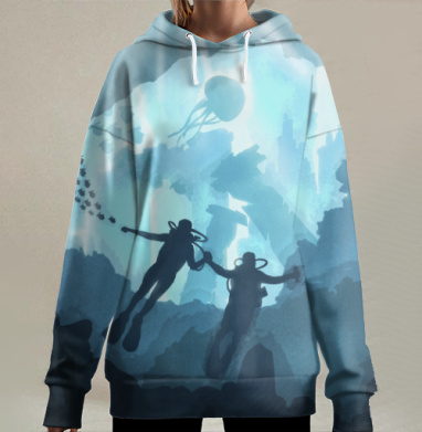 Подводное Погружение в Таинственный Грот, Hoodie Long Oversize 3D