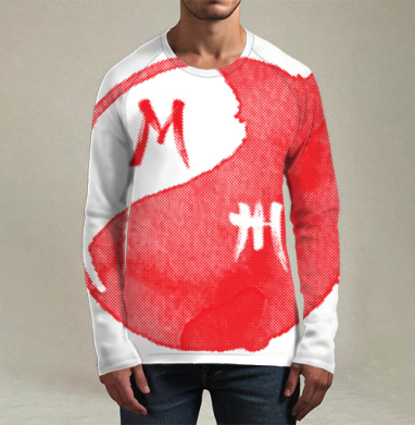 Красный баланс мужского и женского береги для эмоций, Футболка мужская лонгслив 3Д