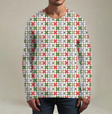 Vintage Floral Pattern Retro Flowers – Винтажный цветочный паттерн ретро цветы, Футболка мужская лонгслив 3Д