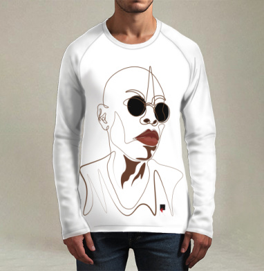 Современный портрет человека в очках и уверенным взглядом, Футболка мужская лонгслив 3Д