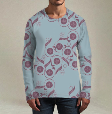 Изящный винтажный растительный орнамент Floral Pattern / Цветочный узор, Футболка мужская лонгслив 3Д