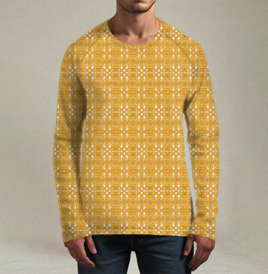Celtic Golden Knot / Кельтский золотой узел украшает черный фон в этом орнаменте, Футболка мужская лонгслив 3Д