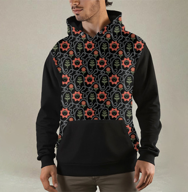 Этнический узор с сердцами и растениями / Ethnic Pattern Style, Толстовка мужская Regular 3D
