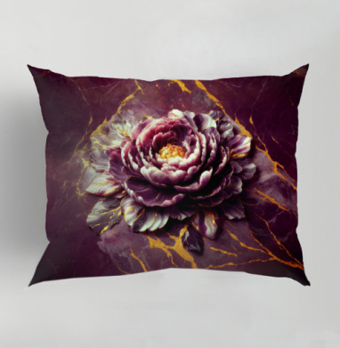 Golden Marble Peony – Золотой мраморный пион на фоне декоративного изделия, Подушка декоративная 50х70 см