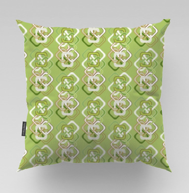 Оливковый геометрический узор в стиле семидесятых Retro Geometric Pattern, Подушка велюр плюшевая 45х45