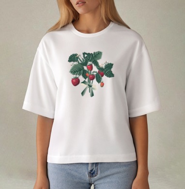 Strawberry Bouquet Berries Summer / Клубничный Букет Ягоды Лето, Футболка женская оверсайз Mido