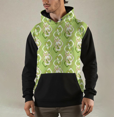 Оливковый геометрический узор в стиле семидесятых Retro Geometric Pattern, Толстовка мужская Regular 3D