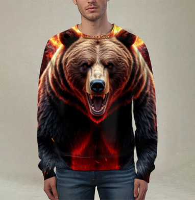 Могучий коронованный огненный медведь с крыльями / Fire Bear Wings - Магазин футболок jestkrd