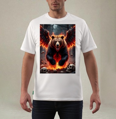 Могучий коронованный огненный медведь с крыльями / Fire Bear Wings - Магазин футболок jestkrd