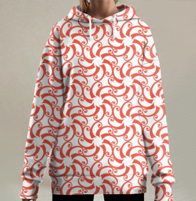 Dynamic Rotating Coral Swirls Patterns Вращающиеся коралловые завитки узоры, Hoodie Long Oversize 3D