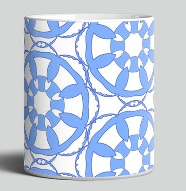 Blue Geometric Tile Pattern / Синий Геометрический Узор синий серый орнамент - Магазин футболок mastoidishka - Дизайнерские принты