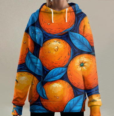 Апельсинчики в воде, Hoodie Long Oversize 3D