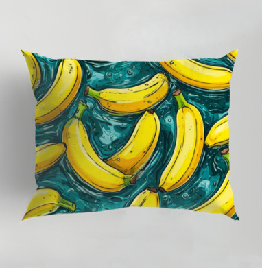 Refreshing Tropical Bananas in Water / Свежие желтые бананы в воде, Подушка декоративная 50х70 см