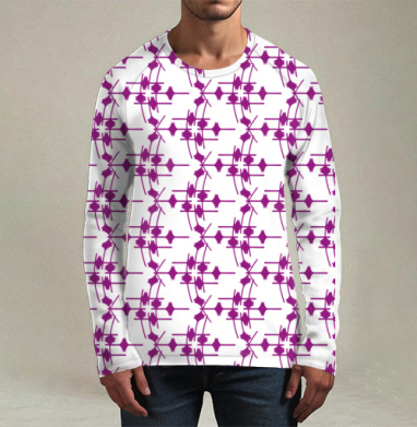 Геометрический узор фуксия на сером Abstract Fuchsia Grey Pattern, Футболка мужская лонгслив 3Д