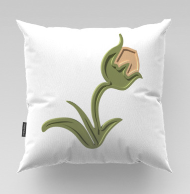 Зеленый объемный тюльпан на черном фоне / Stylized green tulip 3D - Магазин футболок mastoidishka - Дизайнерские принты, Подушки