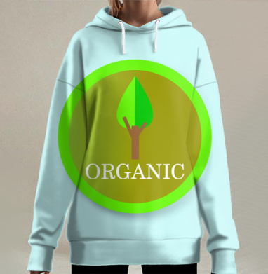Экологический символ дерево зеленый коричневый, Hoodie Long Oversize 3D