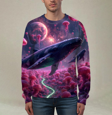 Кит в небе, Свитшот мужской 3D