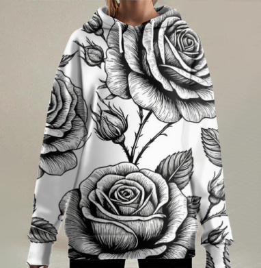 Роза текстура, Hoodie Long Oversize 3D