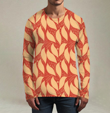 Organic Autumn Leaves Pattern / Узор Осенние Листья стильный домашний текстиль, Футболка мужская лонгслив 3Д